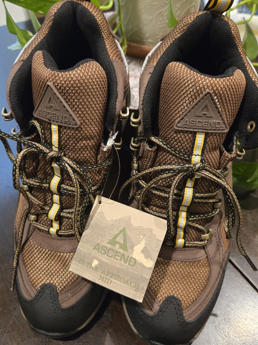 New Ascend Men's Brown and Black Mid-Top Trail Boots